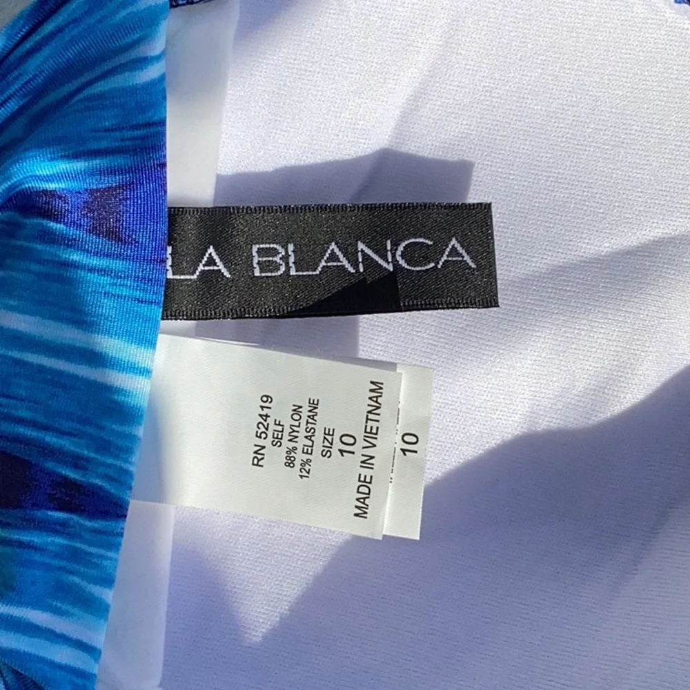 NWT La Blanca Bandeau Twist Blue Bikini Top Size 10 - Picture 5 of 6